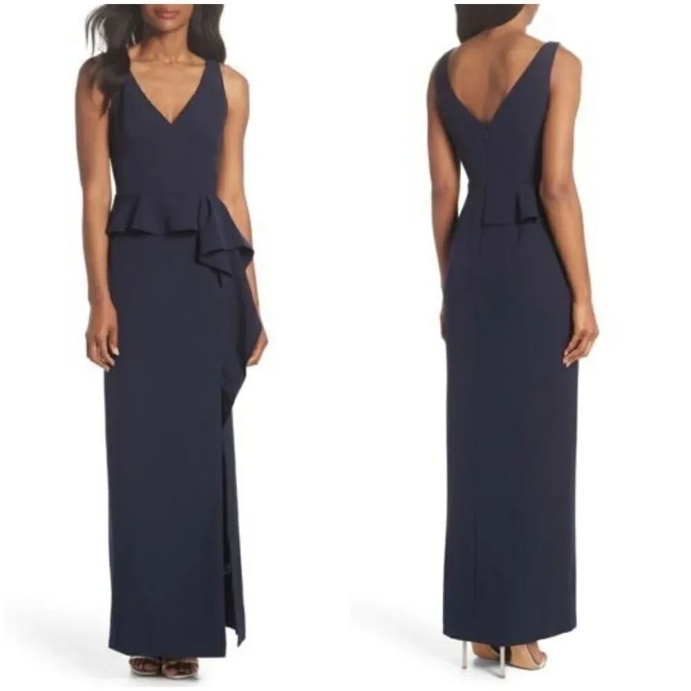 Vince Camuto Navy Sleeveless Maxi Gown